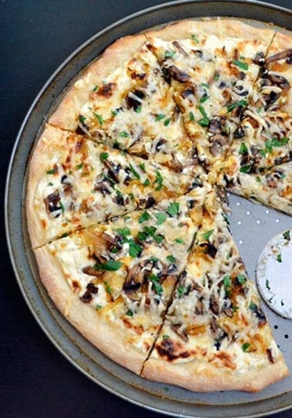 Caramelized Onion and Mushroom White Pizza